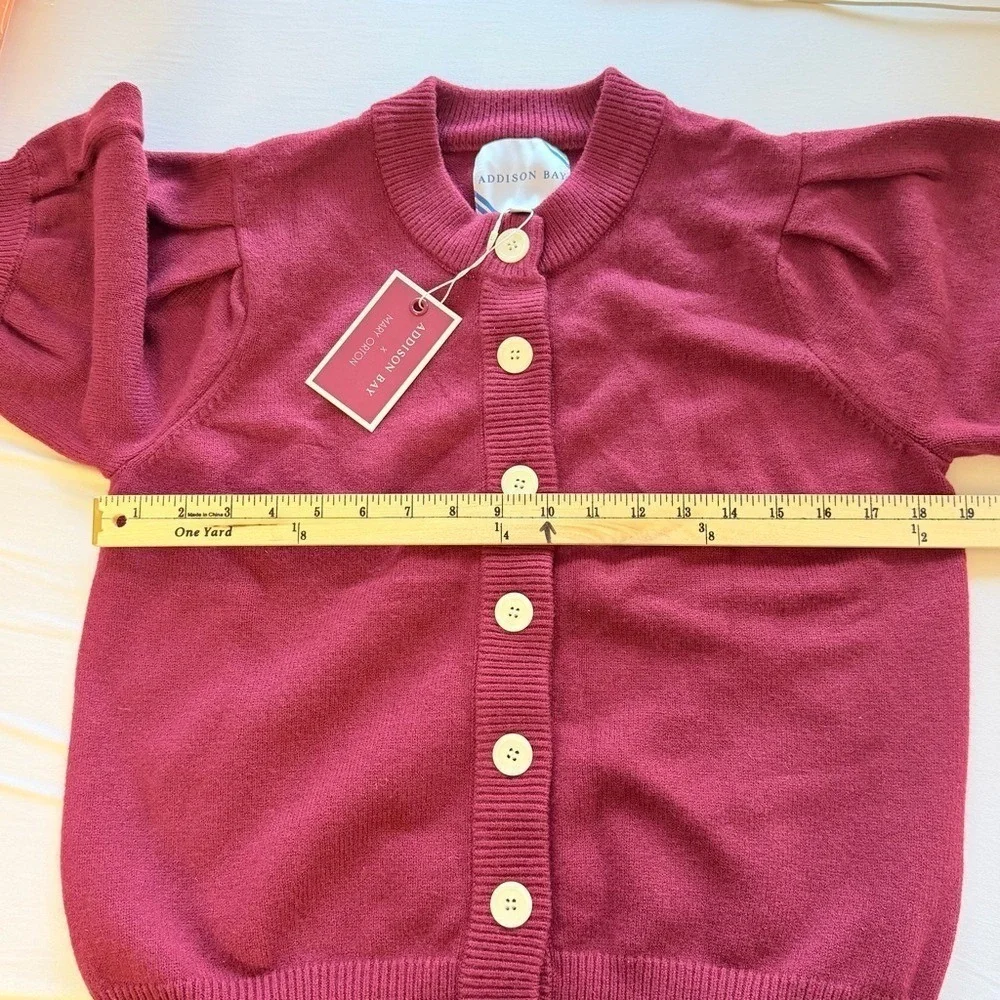 NWT ADDISON BAY Preppy Burgundy Ultra Cozycore Cottagecore Cardigan Sweater MED - Picture 5 of 5